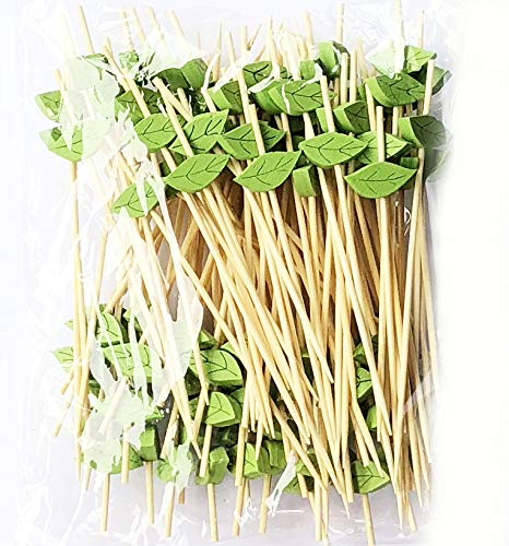 AILEXI Cocktailstäbchen mit 100 Zahnstochern aus Holz, Partyzubehör, finger, Lebensmittel, Obst, Sandwich, Knabbern, grüne Blätter