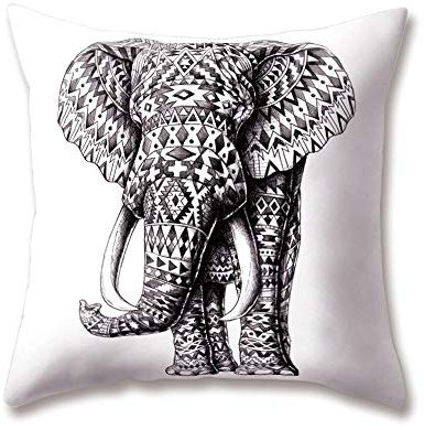 Hengjiang Soft Plüsch Animal Kissen Handbemalt Elefant Druck 18 x 18/45 x 45 cm Überwurf Weich Plüsch Kissen für Home Sofa Bett Deko, Polyester, 13, 45 cm*45 cm