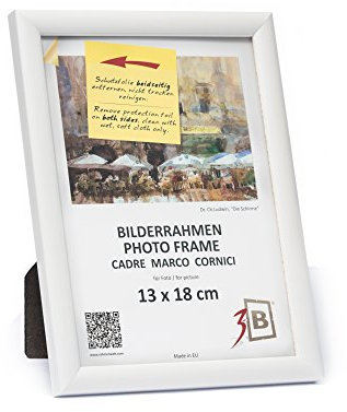 3-B Marco de Foto ULM 13x18 cm - blanco - marco para fotos de madera con cristal acrílico