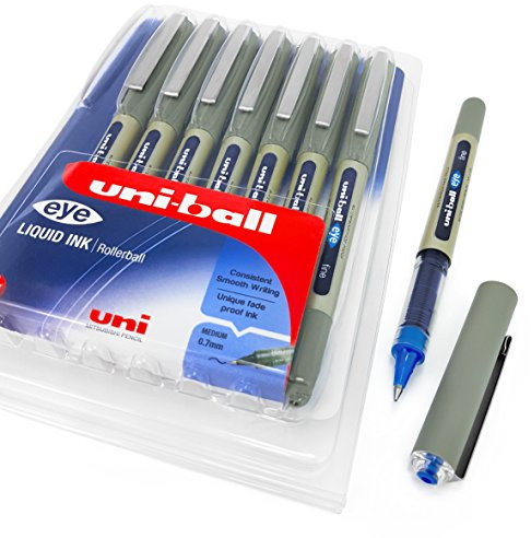 Uni-Ball EYE UB-157 Tintenroller, 0,7 mm, blaue Tinte, 8 Stück
