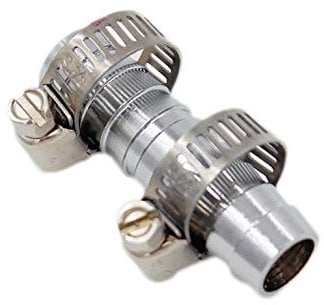 SpiceFlow Schlauchverbinder | Messing/Chrom | 1/2 Zoll + 2X Schlauchschellen