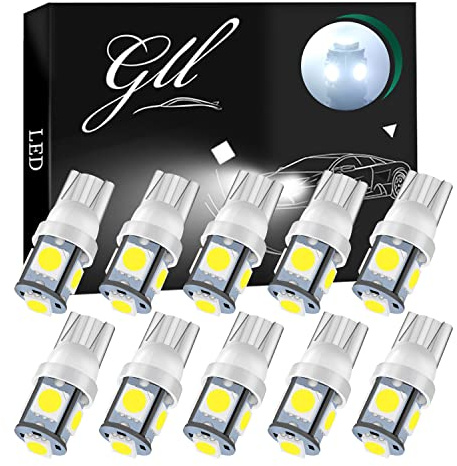 GLL 10pcs W5W T10 501 LED 24V Lampadina Bianco Interna Dell'automobile | 194 168 2825 Cuneo Lampadina 5-5050-SMD Numero Luci Avvio Luce Cruscotto Lampadina Luce di Posizione Piastra