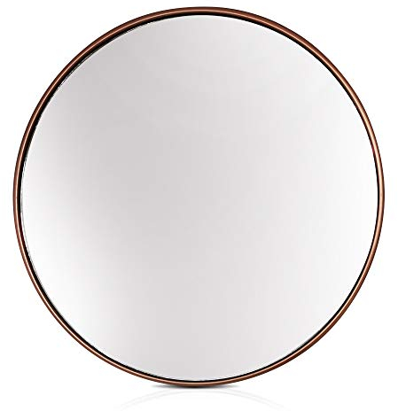 Elegance by Casa Chic – Large Metal Wall Mirror – 58.5 cm Round – Electroplated Metal – Wall mounted - Bathroom and Living room - Rose Gold
