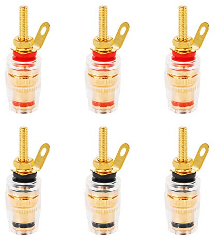 Jubaopen 6 pcs Connettori Terminali Altoparlanti Pannelli Cavo Altoparlante Morsetto Connettore Spina a Banana in Rame 4mm Binding Post per Altoparlante Video Audio