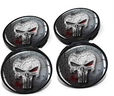 4 x Nabendeckel 60mm Durchmesser Nabenkappen Felgendeckel Felgenaufkleber Gel Emblem Doming für Auto Felgen Kfz Tuning Zubehör Radnabenkappen DM006 (Nr. 13 Punisher Grey, Nabendeckel Set)