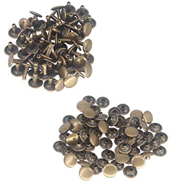 Trimming Shop - Remaches de doble tapa, remaches de cuero, clavos tubulares de metal para bricolaje, reparación y reemplazo de ropa, bolso de mano, cinturones, 4 mm x 4 mm, bronce, 100 juegos