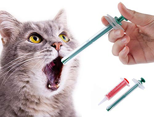2Pack Pet Medicine Feeding Syringe Pet Pill Dispenser Pusher Pet Tablet Syringe Reusable Safety Pet Medicine Feeder for Dogs Cats Puppy Kitten Round-Headed Pet Feeding Dispenser Tool with Soft Tip