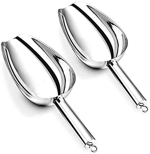 2 Pcs Hielo De Acero Inoxidable Pala,Cucharas Helado Cucharada Caramelo Dulces Pala Para Harina Inoxidable Pala Pala Para Boda Buffet Bar Para Cocinas, Bares, Bufés, Fiestas, Cereales, Secos, Especias
