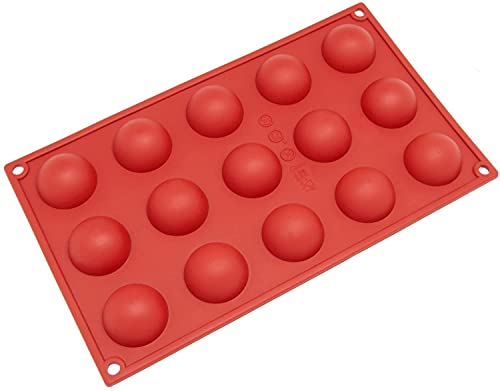 Selecto Bake Moule en silicone hémisphère à 15 cavités en forme de dôme pour vos desserts au chocolat, bombes à crème glacée, mini thé, fondant, bonbons, glaçage, plateau, biscuits, gomme