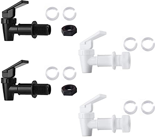 Robinet d'eau en plastique sans BPA, robinet d'eau de rechange pour seau à eau domestique, systèmes de filtration de refroidisseur d'eau (2 noirs et 2 blancs)
