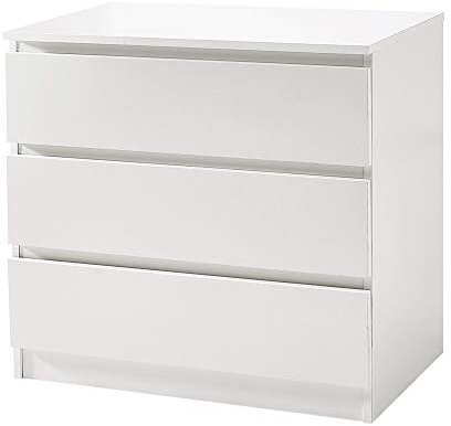 Panana Wooden 3/4/5/6 Chest Of Drawers with Metal Runner Modern Bedroom Bedside Storage Cabinet Unit for Hallway Living Room (White, 3 Drawers)