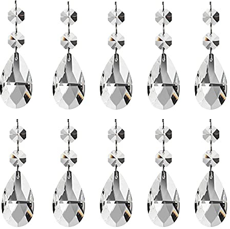 10 Piezas Colgantes Decoraciones de Gotas de Cristal Cuenta de Prisma de luz lágrima Cuentas de para Lámpara Araña de Lágrima Cristal para Cortina Florero Fiesta de Jardín Decoración de Boda