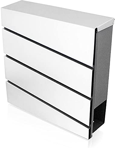 BITUXX Design Briefkasten 18063 Wandbriefkasten Hausbriefkasten Postkasten Edelstahl mit Zeitungsfach Anthrazit Graphit Optik und Edelstahl Klappe