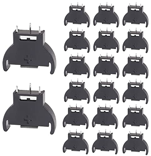 30PCS CR2032 Battery Holder Coin Cell Button Socket Holder Case CR2032 Vertical Coin Cell Button Battery Holder Case with 3 Pin Dip Type CR2032 Solder Mounting Lead