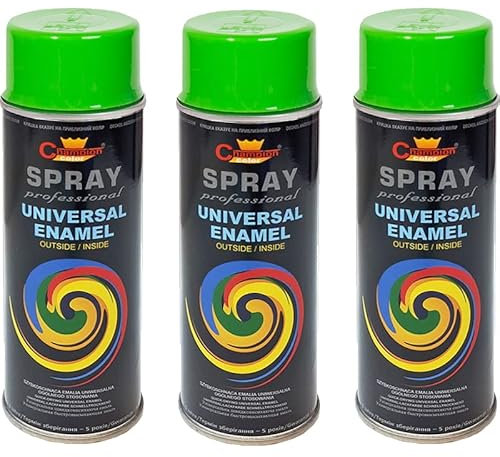 VE-INDUSTRIES Lackspray nach RAL 3er Sparpack Spraydose 400ml Buntlack für Holz, Metall (6018 Gelbgrün)