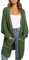 Maavoki Cardigan lungo da donna, oversize, a maniche lunghe, casual, con tasca, Z verde scuro, M