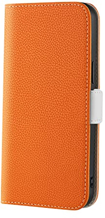 Midmelon Pochette en Cuir pour Téléphone Xiaomi Redmi Note 10 5G/Poco M3 Pro,Orange Coque Portefeuille Slim Pratique Antichoc PU Clapet Sensation de Peau Housse Etui avec Carte Fentes