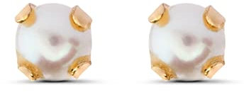 Orecchini bambina donna oro - 9 K, oro giallo, perle colore, 3 mm, preparati con astuccio regalo, chiusura a vite, realizzati in Spagna. Marca Smalliful., 3mm, Oro giallo, Perla