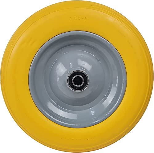 BSBe® PU Schubkarrenrad 3.50-8 Stahlfelge Kugellager pannensicher gelb
