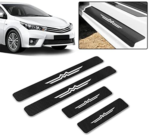 Muchkey Auto Einstiegsleisten Aufkleber für Skoda Fabia Kamiq Karoq Kodiaq Octavia Rapid Roomster Scala Superb Yeti Carbon Fiber Autotürschutz/Einstiegsleistenschutz Auto Zubehör 4 Stück Weiß