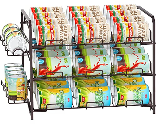 Mutool 3 Tier Can Rack Organizer, Stackable Food Storage Rack Kitchen Organizer, Can Holder Storage Rack for Counter-Top, Pantry Organizers and Storage, Bronze