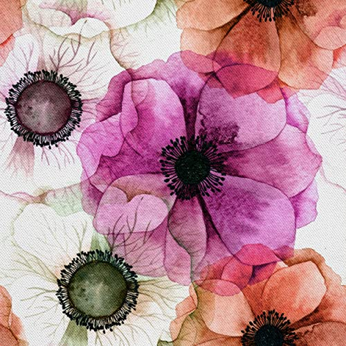 HEKO PANELS Stoff Oxford Wasserdichte Meterware Canvas-Stoff Polyester Stoff Zum Nähen Nähstoffe Möbelstoffe Dekostoffe Wasserabweisend Blickdicht Blumen Wasserfarbe 3 Meter 155 x 300 cm