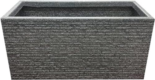 STAR SUPPLIES Large Deep Rectangular Brick Effect Flowers Plants Lightweight 60cm Long Garden Trough Slate Planter (1 Slate Trough Planter)