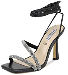QUEEN HELENA Sandali Casual Eleganti con Tacco Alto con Strass con Lacci Donna ZM9304 (Nero, Sistema Taglie Calzature EU, Adulto, Donna, Numero, Media, 37)