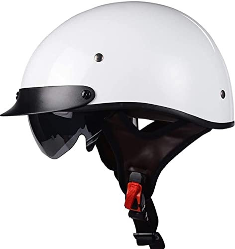 Halbschalenhelm mit ECE Motorradhelm Herren Damen Brain Cap Retro Motorrad Jethelm Halbhelm Halbschale Helm Rollerhelm Chopper Scooter Helm Sturzhelm mit Visier (Color : 3, Size : XL(61~62cm))