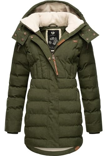 Ragwear Damen wasserdichter Wintermantel Steppmantel mit Kapuze Ashanta Olive23 Gr. XS
