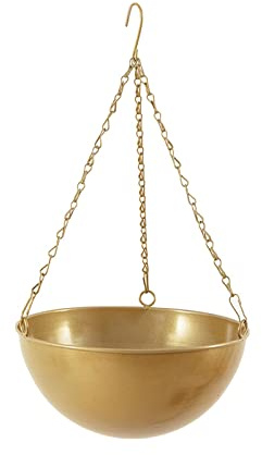 Wnvivi Blumentöpfe Zum Aufhängen, Metallpflanzen, Hängekorb für Den Außenbereich, Hängetöpfe, Pflanzgefäß mit Kette, Hängende Orchideentöpfe,(Gold, 25,5 cm)