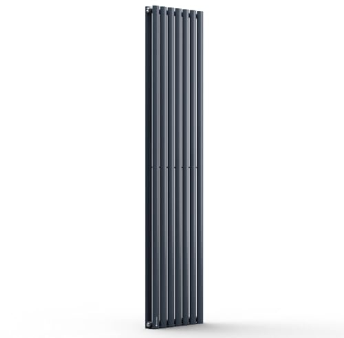 blumfeldt Badheizkörper, Design Heizkörper Flach, Sparsamer Flachheizkörper Vertikal, 691 Watt Warmwasser Wandheizkörper für Badezimmer & Wohnzimmer, Leiser Vertikal Heizkörper mit Thermostat