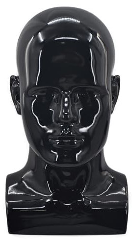 Tcwuzick Mannequin-Kopf, professioneller Mannequinkopf für Perücken, Hüte, Kopfhörer, Masken, Sonnenbrillen, Schmuck und Scravat-Präsentationsständer (mattschwarz) (L90-lianghei)