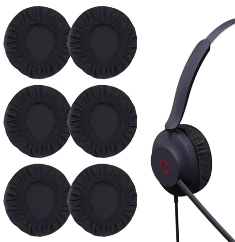QeeFop 6 Stück Dehnbare Abdeckung Waschbare Kopfhörer-Abdeckungen Strickstoff Überzug für 6 bis 8 cm Headset, Überzieher Gegen Schmutz (Schwarz)