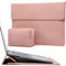 HYZUO 15 Zoll Laptop-Hülle mit Ständer für MacBook Air 15 M4 A3241 M3 A3114 M2 A2941 2025-2023, 15 Surface Laptop 7/6/5/4, MacBook Pro 15 A1990 A1707 2019-2016, mit Kleine Tasche, Rosa