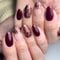 MouyouGlow Press on Nails Kurz,Oval Cherry Mocha Solid Nude Ombre Glitzer Fake Nails Kunstnägel mit Nagelkleber,Weinrot Dark Red Bling Sparkly Künstliche Fingernägel