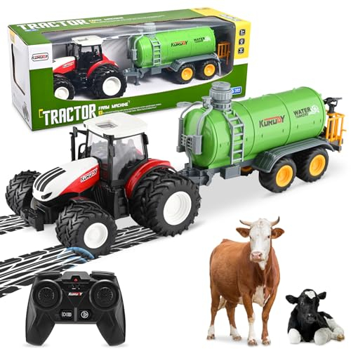 Lischwert Ferngesteuerter Traktor,Traktor Spielzeug ab 2 3 4 5 6 Jahre,Ferngesteuert Inklusive 2,4 GHz-Fernsteuerung,ferngesteuerte Sprinkler ist für Garten/Bauernhof/Straße/Meer geeignet