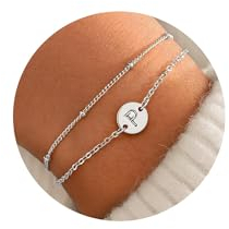TINGN Buchstaben Armband Silber, Silber Buchstaben P Armband Damen Mädchen Gliederkette Armbänder Damen Verstellbar Armkette Valentinstag Muttertag Geburtstagsgeschenk für Sie Frauen Freundin Mama