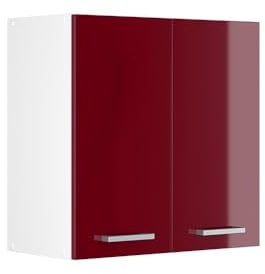 Vicco Hängeschrank R-Line, Wandhängeschrank, Bordeaux Hochglanz/Weiß, 60 cm mit Türen