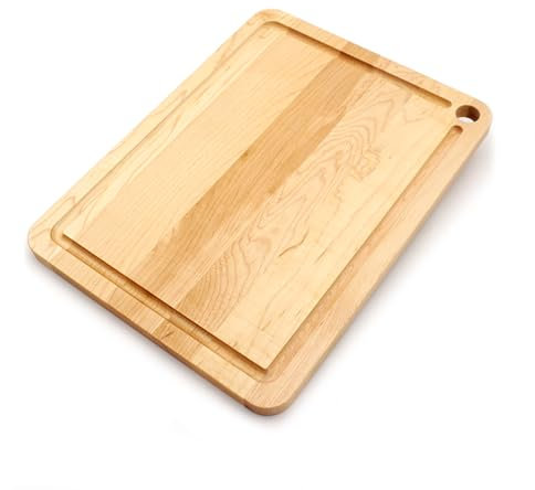 JK Adams Williston - Tabla de cortar grande con ranura, tablas de cortar gruesas de madera de arce para cocina, 16 x 12 x 0.75 pulgadas