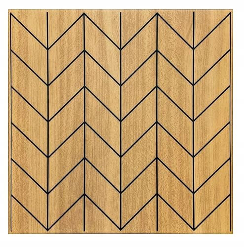Symmetric Lines Effect Wall Panels - Symmetric Lines Look, Cladding Panels for Living Room, Kitchen, Bathroom, Bedroom, | 50x50cm (K123, Natural Wood Black Symmetric Lines) 18 Panels - 4.5 m2