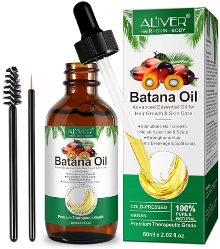 Batana öl für Haare 60ml, 100% Reines Kaltgepresst ätherisches Batana-Öl für die Hautpflege, Fördert das Haarwachstum, Pflegt die Kopfhaut, Beugt Haarausfall und Haarbruch Vor