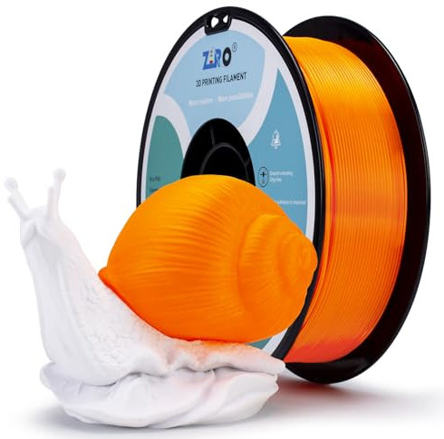 ZIRO PLA Filament 1.75mm, Transluzentes 3D Drucker Filament Kompatibel mit Den Meisten FDM 3D Druckern, 1KG(2.2lbs) Spule, Maßgenauigkeit +/- 0.03mm, Transluzentes Orange