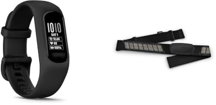Garmin vívosmart 5 – Fitness-Tracker mit extragroßem OLED-Touchdisplay & HRM-DUAL – Brustgurt zur Aufzeichnung von Herzfrequenzwerten, ANT+ & Bluetooth Technologie