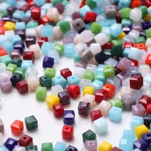 Cuentas de cubo de cristal de Murano, cuentas cuadradas facetadas de 2/3/4/6/8/10mm, accesorios para bisutería y cristales, venta al por mayor, mezcla de cilindros a granel, 95 Uds.