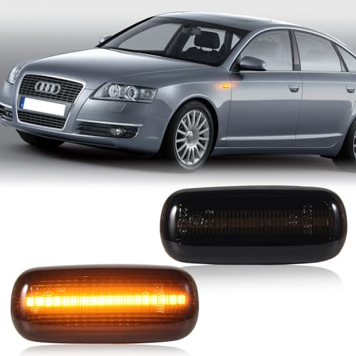 POPMOTORZ LED Seitenblinker Blinker Schwarz mit Canbus Fehlerfrei 2835 SMD für A-udi A2 2001-2005 A3 8L 1996-2003 A4 B5 1995-2000 A6 4B C5 1997-2005 A8 4D 1996-2002 TT 8N 1998-2006, 2 Stück