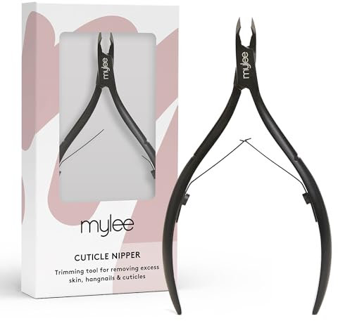 Mylee Pince à cuticules – Professionnelle, élégante, noire mate, en acier inoxydable, de qualité professionnelle pour une coupe précise et un retrait efficace des cuticules, des ongles et de l'excès