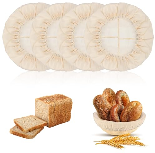 4PCS Rattan Bread Banneton Proofing Basket Cloth Liner Sourdough Basket Liner Cloth Baking Dough Basket Cover Liner for Sourdough Proving Baking Supplies (7.5-10.5 inches)