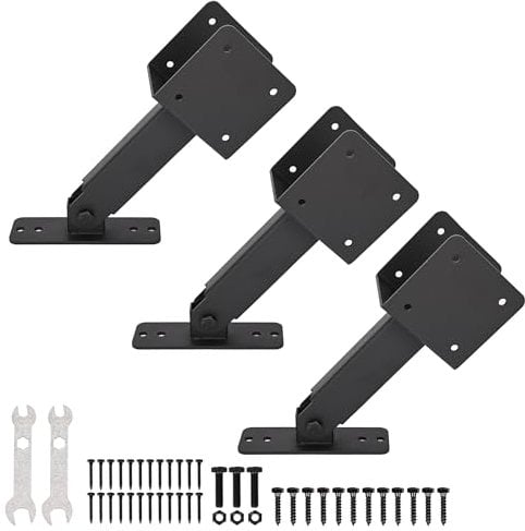 bimiti 4x4 Roof Riser Brackets Heavy Duty, Pergola Roof Bracket Kit 180° Adjustable Angle, Roof Riser Beam Bracket Carbon Steel Black Coating, Used for Gazebos Pergolas Terraces Patio Cover (3 Pack)