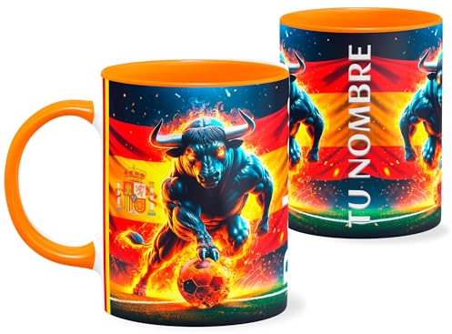 Zumo Digital Taza Equipo de Fútbol España, Regalo Personalizado Hombre, Diseño Camiseta de Fútbol Hombre y Mujer Personalizado, Capacidad 350mL (Taza-España)
